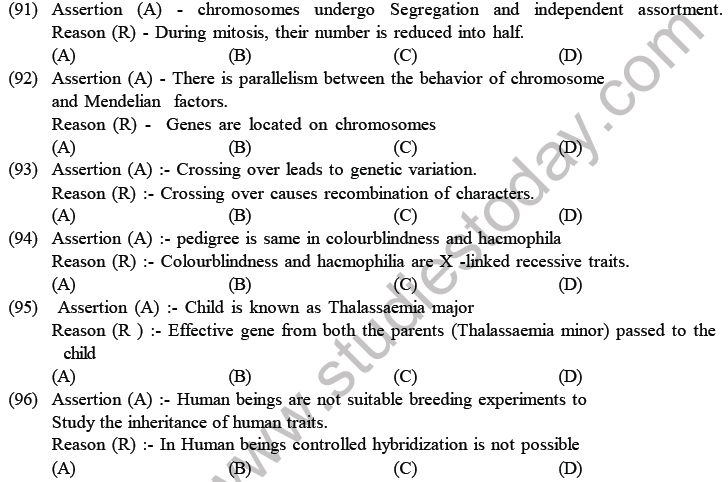 Neet Biology Heredity And Variation Mcqs Set A Multiple Choice Questions